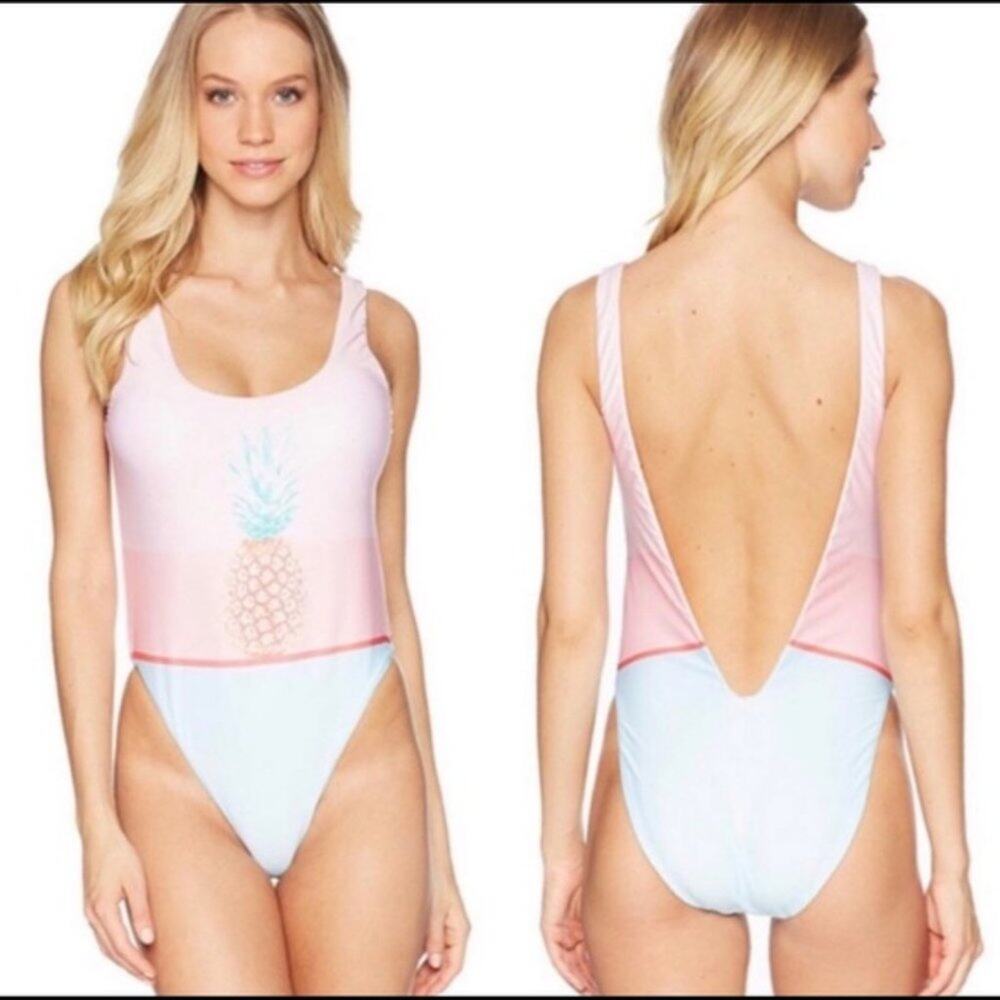 The Bikini Lab Pineapple One Piece NWT Pink Blue